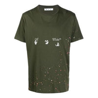 Off-White SS21 Logo Printing Pullover Short Sleeve Loose Fit Green OMAA027S21JER0025701