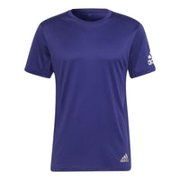 adidas Shoulder Logo Printing Solid Color Round Neck Short Sleeve Purple HB7482