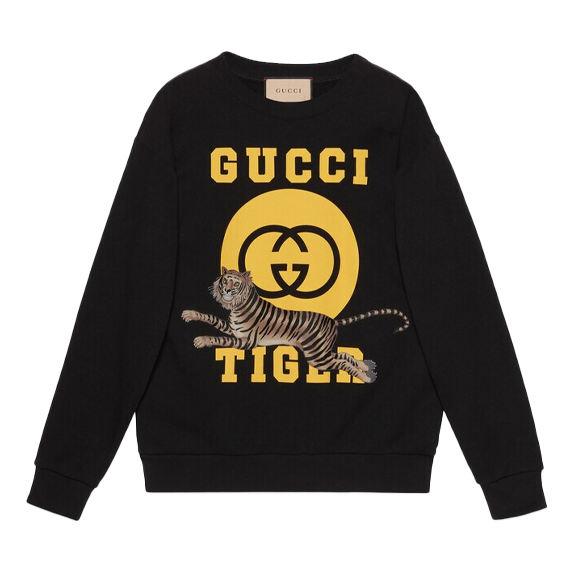 Gucci Tiger cotton sweatshirt with with Interlocking G 'Black' 623245-XJD3U-1152