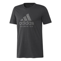 adidas Solid Color Large Logo Quick Dry Breathable Training Casual Short Sleeve Black DX1963