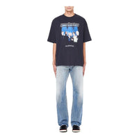 Men's Balenciaga Speed Hunters Black Blue Band Short Sleeve Gray 541875TCV381055