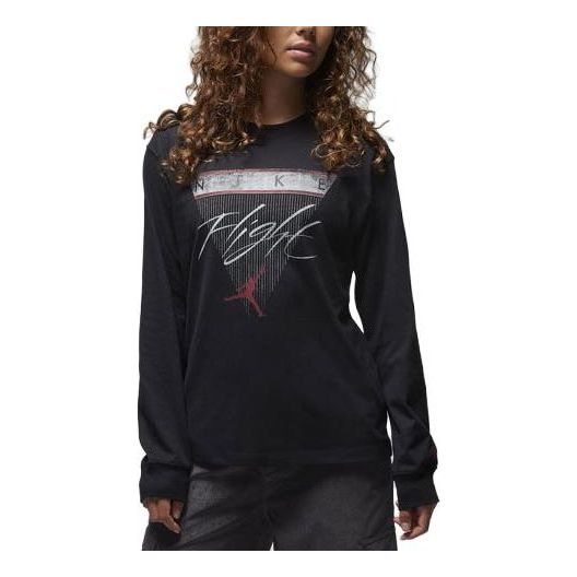 (WMNS) Air Jordan Long-Sleeve Graphic T-Shirt 'Black Red' FD7205-010