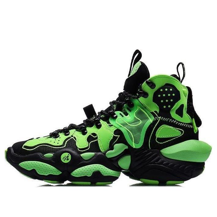 Li-Ning reunited basketball shoes black and green AGBQ079-1