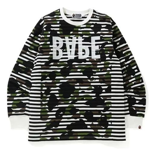 Men's BAPE Stripe Logo Printing Long Sleeves Camouflage 1H30-111-003