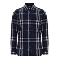 Men's Burberry SS21 Plaid Long Sleeves Shirt Navy Blue 39544941
