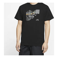 Nike Graffiti Printing Skateboard Short Sleeve Black CU0287-010