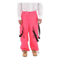 Men's Off-White Solid Color Cargo Pocket Casual Long Pants/Trousers Loose Fit Pink Red OMCF009E19E150222810