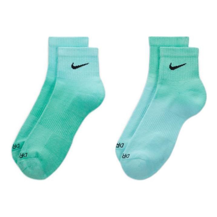 Nike Gradient Knit Logo Embroidered Socks 2 Pairs Gradient Green + Gradient Blue DH6304-906