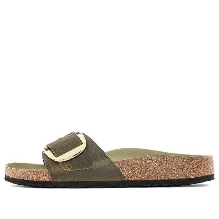 Birkenstock Madrid Big Buckle Natural Leather Oiled Narrow Fit Sandals 'Olive and Green' 1024114