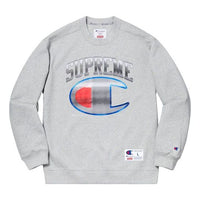 Supreme SS19 x Champion Chrome Crewneck Crossover Round Neck Pullover Long Sleeves Unisex Gray SUP-SS19-10219
