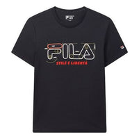 FILA Geometry Numeric Subject Printing Short Sleeve Navy Blue F11M038110F-NV
