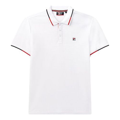 FILA Contrasting Colors Stripe Short Sleeve Polo Shirt White F11M031114F_WT