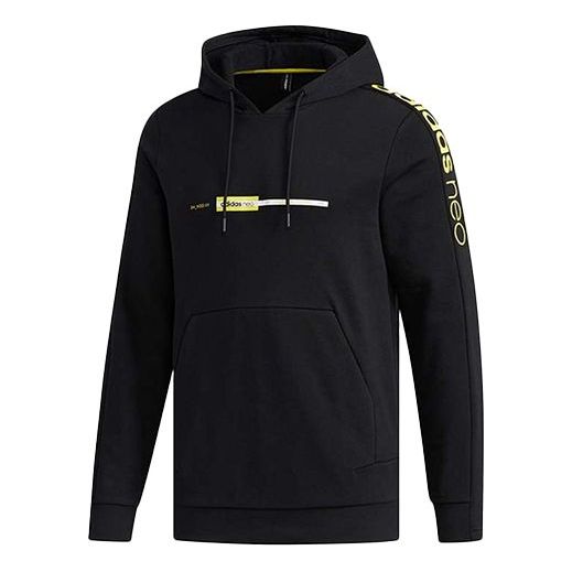 adidas neo M Faves Hd 1 logo Printing Casual Sports Pullover Black FP7861