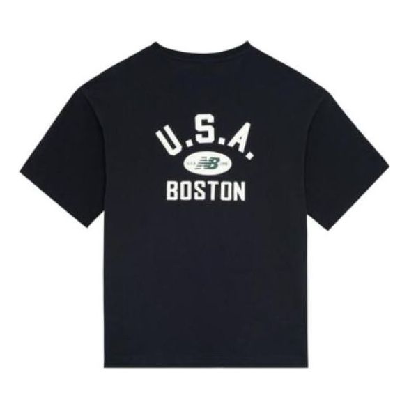 New Balance Boston Tee Asia Sizing 'Black White' AMT22391-BK