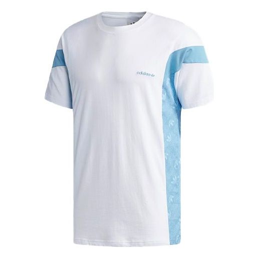 adidas originals Logo Printing Splicing Sports Short Sleeve White CW5183