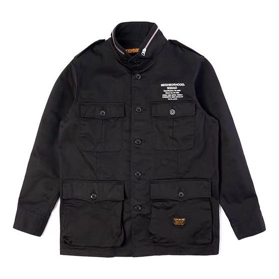 NEIGHBORHOOD logo Printing Jacket Unisex Black 191SPNHJKM02