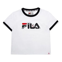(WMNS) FILA FUSION Funny Logo Printing High Waist Short Sleeve White T-Shirt T11W033104F-WT