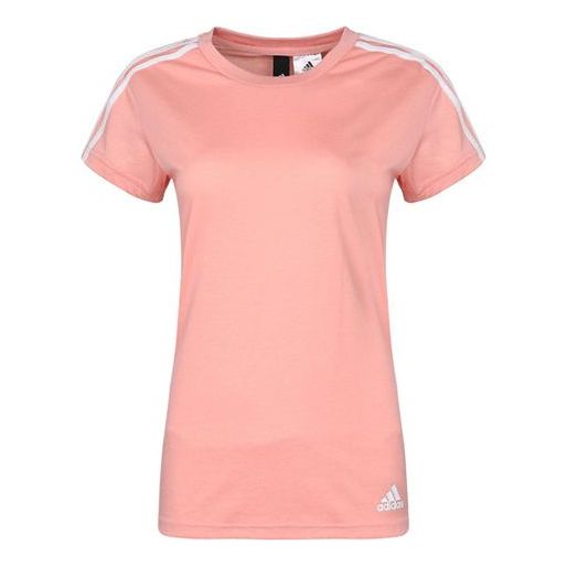 (WMNS) adidas White Stripe Solid Color Short Sleeve Pink Red CF8833