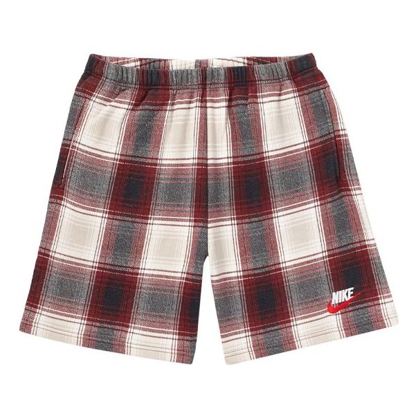 Supreme FW18 Nike Plaid Sweatshort Burgundy SUP-FW18-539