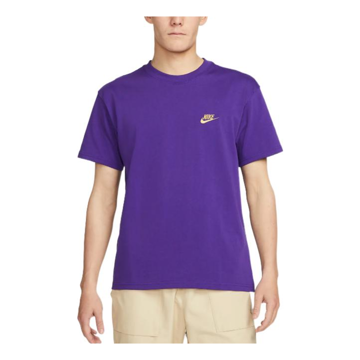 Men's Nike Logo Word Printing Round Neck Pullover Short Sleeve Purple T-Shirt DV8614-547