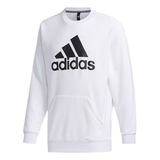 adidas M MH SW Crew 20 Logo Printing Casual Sports Round Neck White FM5344