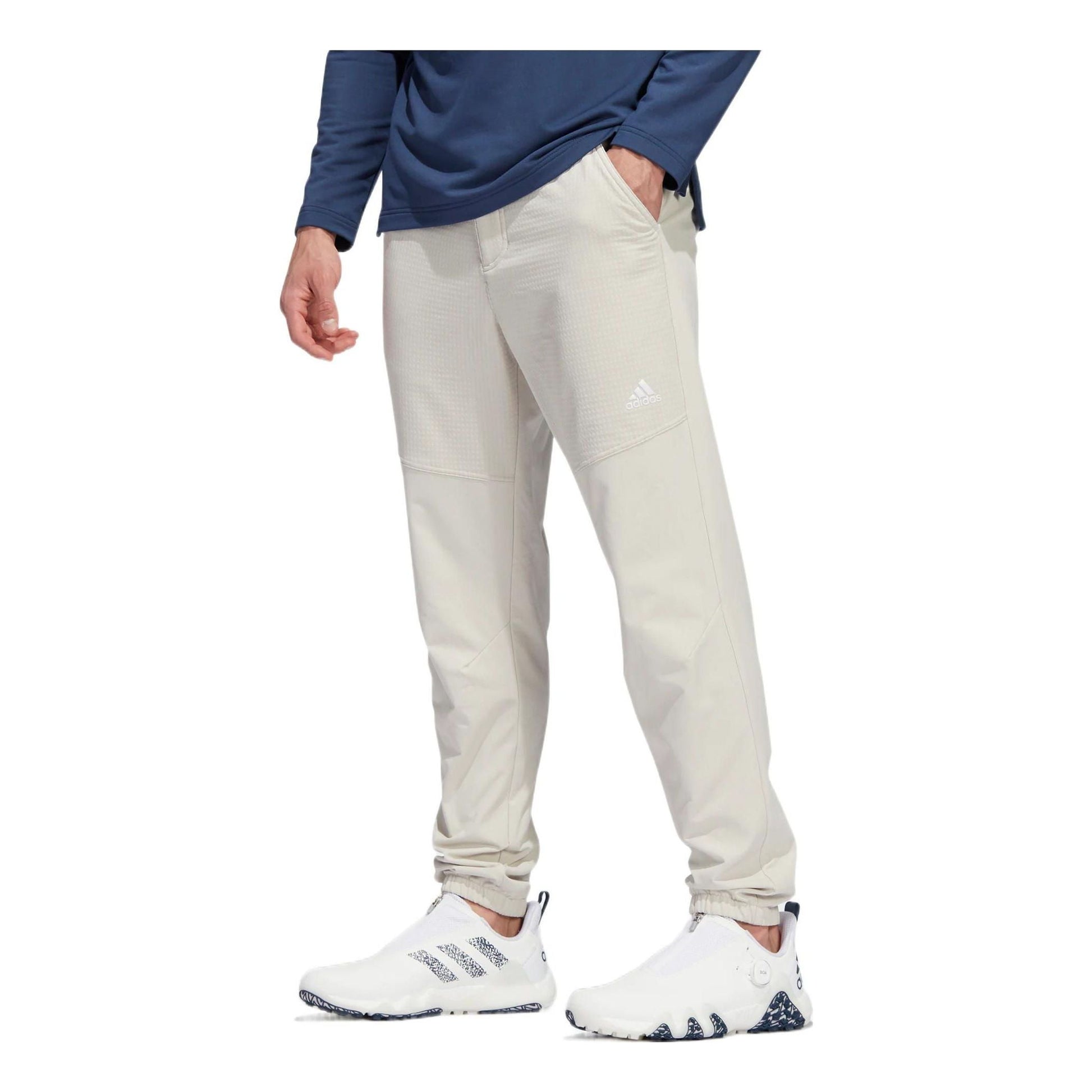 Men's adidas Solid Color Logo Straight Sports Pants/Trousers/Joggers White HF6602