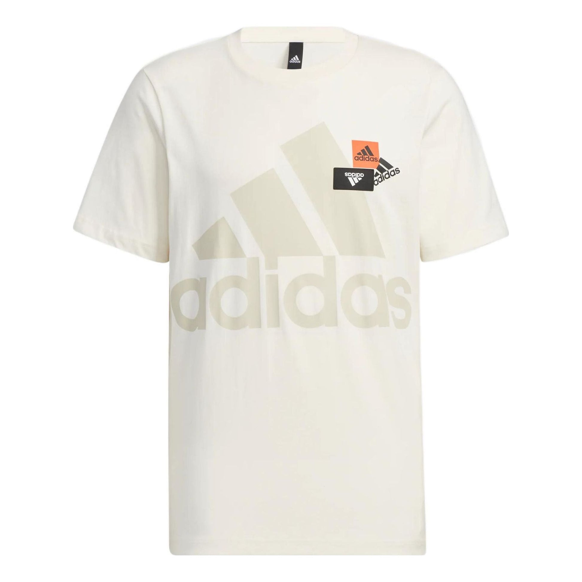 Men's adidas Alphabet Logo Printing Casual Round Neck Short Sleeve White T-Shirt HN9045