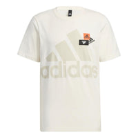 Men's adidas Alphabet Logo Printing Casual Round Neck Short Sleeve White T-Shirt HN9045