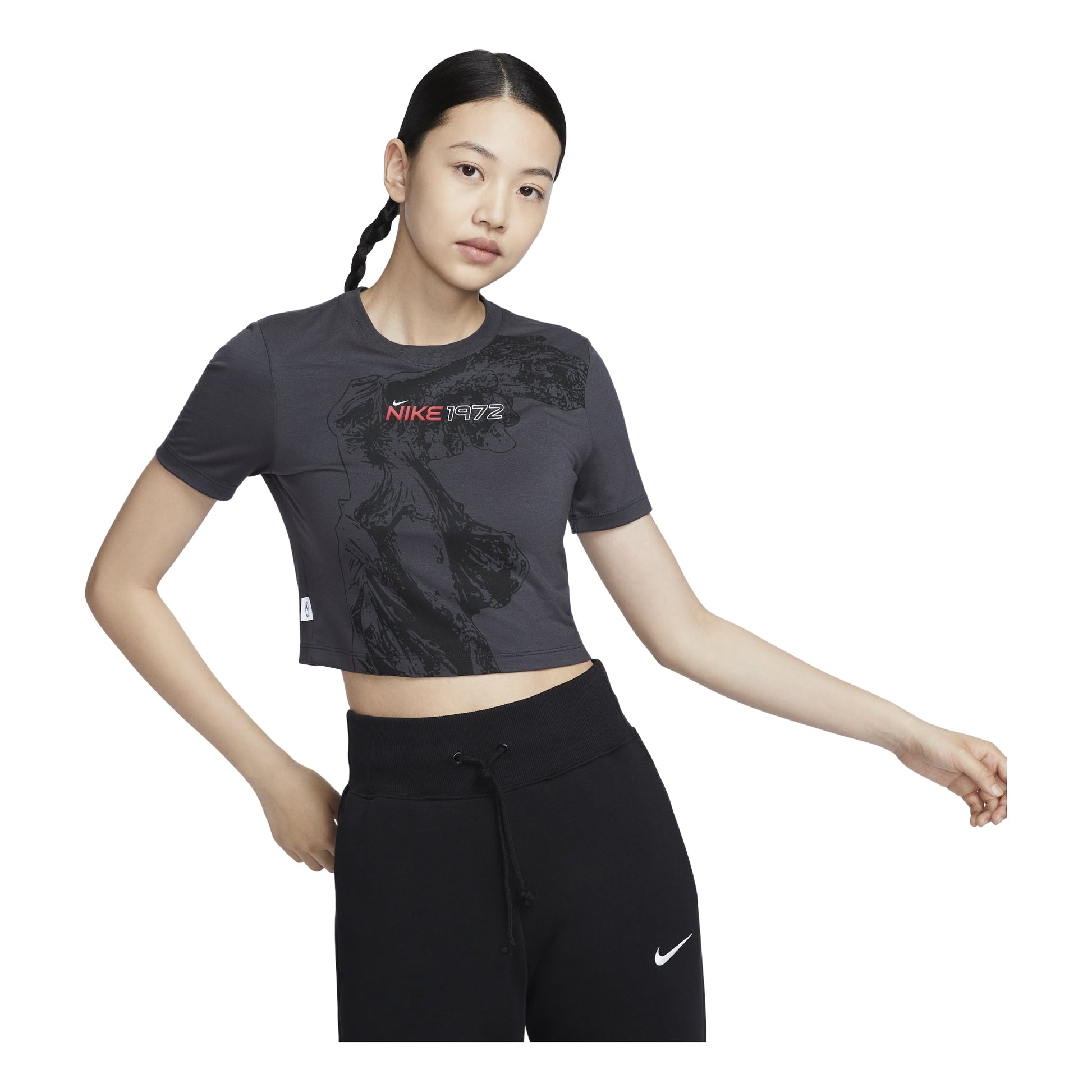 (WMNS) Nike Sportswear Slim Crop T-shirt Asia Sizing 'Anthracite' HF7396-060