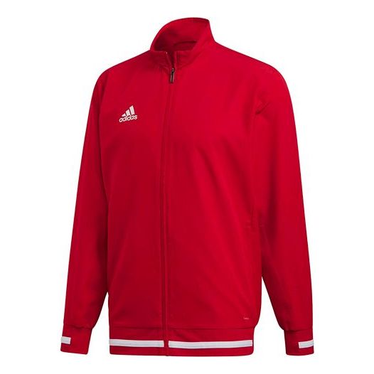 adidas Solid Color Zipper Sports Jacket Red DX7344