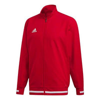 adidas Solid Color Zipper Sports Jacket Red DX7344