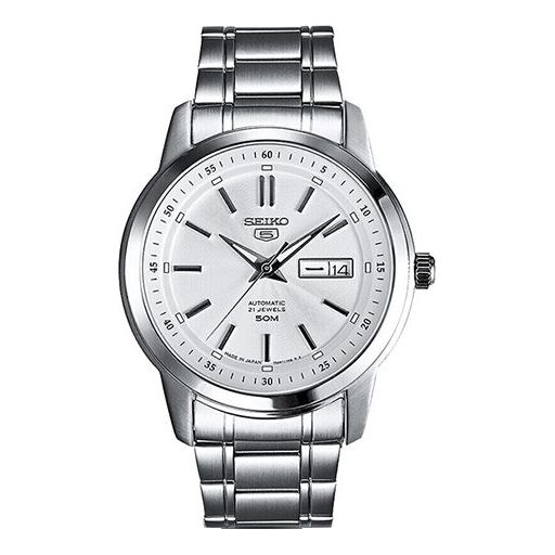 Men's SEIKO Automatic Mechanical Watch waterproof White Steel strip SNKM83J1