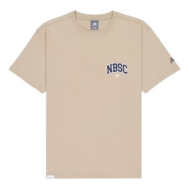 New Balance Small NBSC Graphic T-Shirt Asia Sizing 'Beige Navy' AMT42331-SOT