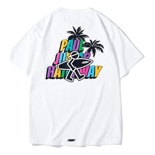 PJs Vigor Beach Pattern Printing Short Sleeve Unisex White 20SSTS1030-P