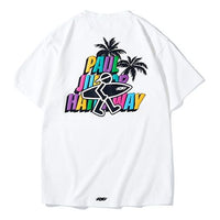 PJs Vigor Beach Pattern Printing Short Sleeve Unisex White 20SSTS1030-P