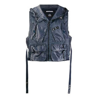 Men's NEIGHBORHOOD Cargo hooded Sleeveless Jacket Blue 201NYNHJKM03