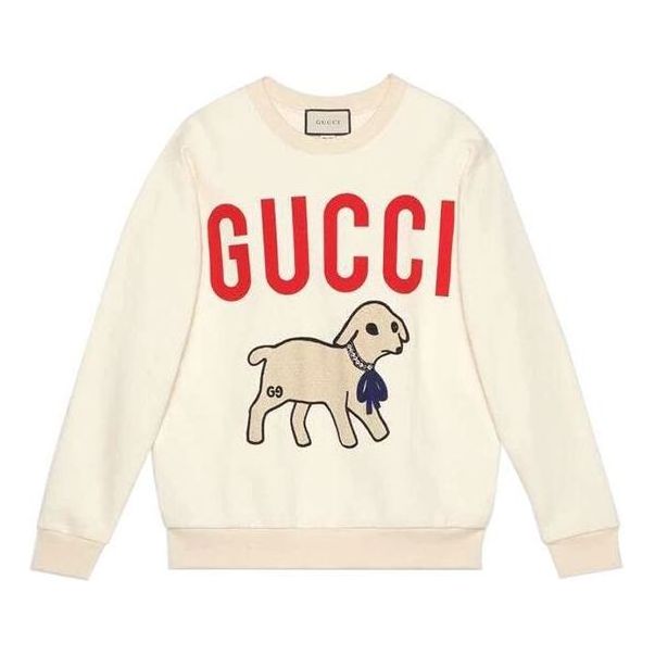 (WMNS) Gucci Lamb Patch Oversized Sweatshirt 'Beige' 469250-XJBUE-9230