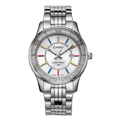 CASIO ENTICER Series Quartz Silver/ Stainless Steel Strap White Analog LTP-1358D-7A
