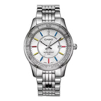 CASIO ENTICER Series Quartz Silver/ Stainless Steel Strap White Analog LTP-1358D-7A