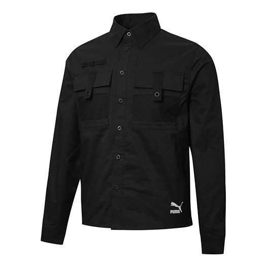 PUMA lapel Casual Zipper Woven Jacket Black 532186-01