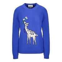 (WMNS) Gucci Deerlet Wool Sweater Female Blue 579950-XKAWE-4354