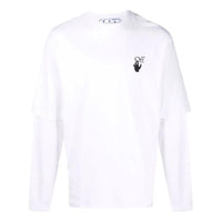 Men's Off-White Logo Pattern Printing Round Neck Long Sleeves Version White T-Shirt OMAB066F21JER00401100110