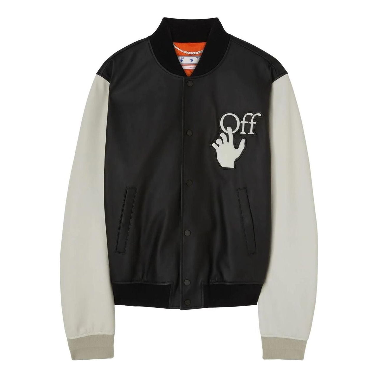 Men's Off-White FW22 Splicing Alphabet Logo Printing Long Sleeves Version Black Jacket OMJA091S22LEA0011061