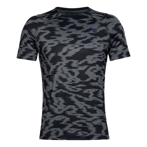 Men's Under Armour RUSH HeatGear Fitted Printing Short Sleeve Black 1351559-001