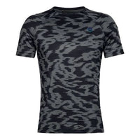 Men's Under Armour RUSH HeatGear Fitted Printing Short Sleeve Black 1351559-001