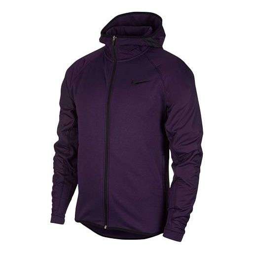 Nike Sports Training Stay Warm Fleece Lined Hooded Jacket Purple AT3918-525