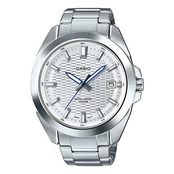 Men's CASIO Date Display Watch Stainless Steel Strap Silver Dial MTP-E400d-7AV Analog Mens MTP-E400D-7AV