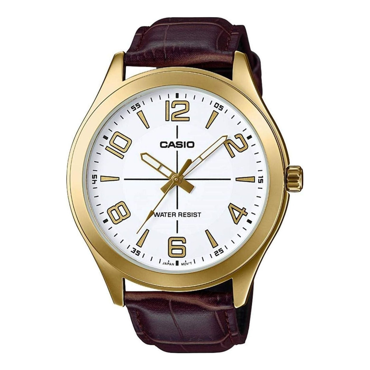 CASIO Waterproof Men's Brown Leathe rStrap Mens Analog MTP-VX01GL-7B