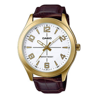 CASIO Waterproof Men's Brown Leathe rStrap Mens Analog MTP-VX01GL-7B