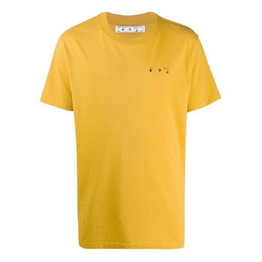 Off-White Printing Round Neck Short Sleeve Yellow OMAA027F20FAB0081610